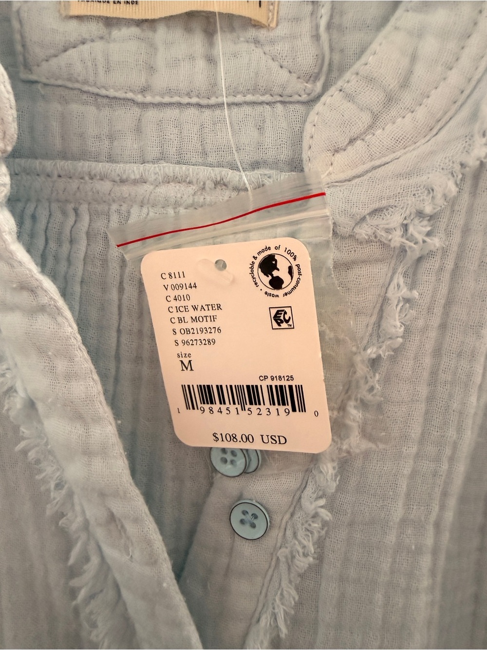 Free People We The Free Valley Double Cloth Shirt in Ice Water - Picture 8 of 8
